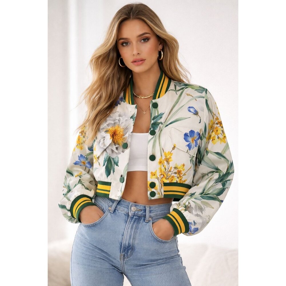 NWT Dolce & Gabbana Floral Jersey Bomber Jacket SOLD OUT Size 52